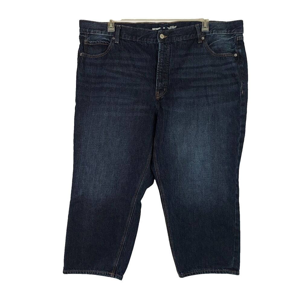 Old Navy Jeans Size 22 High-Rise Slouchy Straight Crop Dark Wash Button-Fly